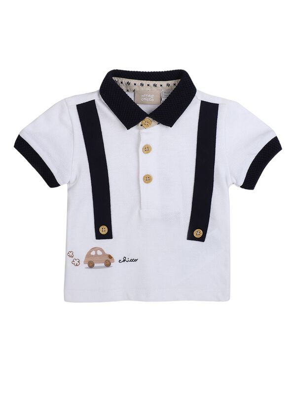 Boys White Short Sleeve Knitted Polo image number 0
